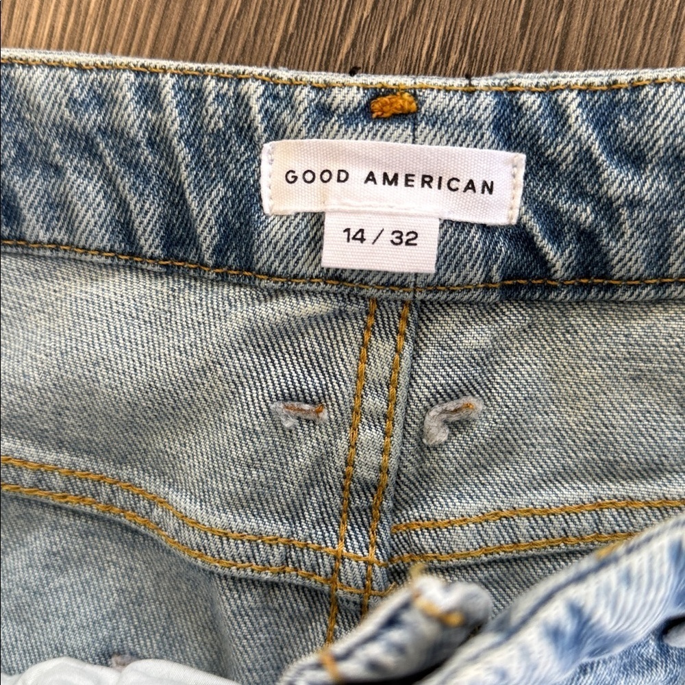 Good American Light Blue Distressed Straight Leg Jeans good boy new with tags - Picture 3 of 8